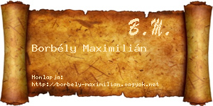 Borbély Maximilián névjegykártya